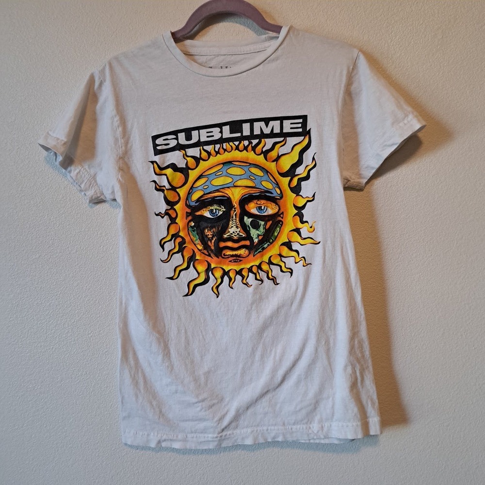 Sublime Mens Sun Graphic T-Shirt White 100% Cotton Small 40oz to Freedom Logo